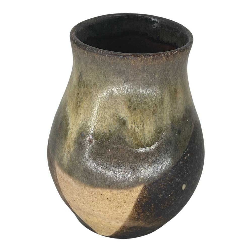 Vintage Studio Pottery Vase Signed Hand Thrown Ceramic Earth Tone